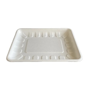 <b>Disposable</b> Food Tray Meat & Seafood Packaging 10x6 Inches Leak Resistant Sugarcane Dishwasher Safe Eco-Friendly BPA Free Plates - Product Image 1