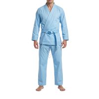 Ensemble d'uniformes de karaté orange pour arts martiaux, tenue d'entraînement légère en tissu mélange coton-polyester, veste à col en V croisé et pantalon long