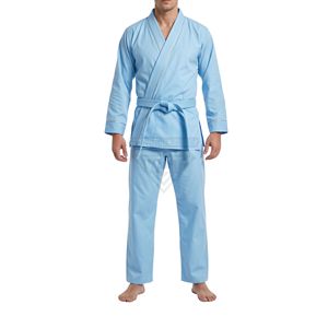 Ensemble d'uniformes de karaté orange pour arts martiaux, tenue d'entraînement légère en tissu mélange coton-polyester, veste à col en V croisé et pantalon long - Product Image 5