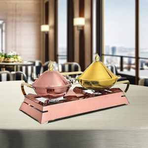 Diseño multifuncional Calentador de alimentos Plato de frotamiento de metal Diseño hecho a mano Servidor de buffet Platos de frotamiento - Product Image 1