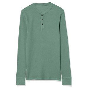 Fournisseur en gros, commande en gros, personnalisation de la marque disponible, t-shirt Henley pour homme, vente chaude, t-shirt Henley en tricot gaufré pour homme - Product Image 3