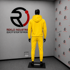 Conjunto Deportivo Casual para Hombre, Sudadera con Capucha Amarilla y Pantalones, Cierre Completo, Color Sólido, Transpirable, Poliéster, Ropa Deportiva Casual para Otoño - Product Image 4