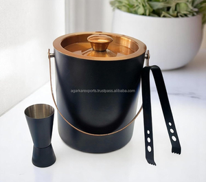 Ensemble de shaker à cocktails noir de qualité supérieure avec boîte à glace – Kit de barman en acier inoxydable (6 pièces) Vente en gros - Product Image 4