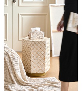 Table en os incrusté de la marque ILAHI, design moderne, détails en agate, rangement, meuble portable pour la maison - Product Image 3
