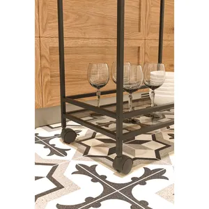 Modern Rolling Utility Cart with Glass Shelves and Metal Frame for <b>Kitchen</b> Storage and Serving - Product Image 4