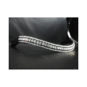 Bracelet de sourcils de cheval en cuir indien de qualité véritable noir et blanc Bling Crystal Premium Durable Horse Products - Product Image 1