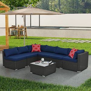 Tavolo da giardino in vimini e vetro temperato - Product Image 3