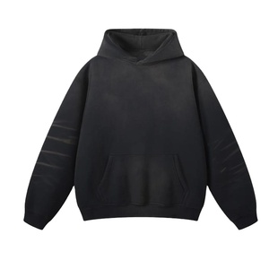 Ropa de calle Sudadera con capucha de peso pesado en blanco Vintage Wash Frayed Fleece Hoodie Unisex Washed Dyed Fleece Sudadera con capucha en blanco 2026 - Product Image 3