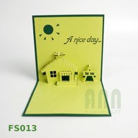ANN HANDICRAFT Tarjeta de Felicitación Pop-Up 3D Hecha a Mano de Alta Calidad con Grabado Láser, Diseño de Casa, para Regreso a Clases, con Barnizado Mate y Estampado en Caliente