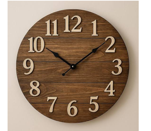 Horloge murale moderne en bois d'acacia, horloge murale en bois courbé, horloge silencieuse en bois courbé - Product Image 1