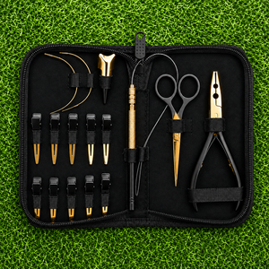 Custom Logo Black Gold Stainless Steel Hair Extension Tools Kit <b>Set</b> With Pliers, Parting ring and C <b>Sewing</b> Needle for Weft - Product Image 2