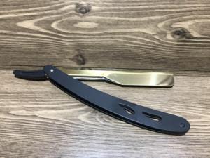 มีดโกนหนวดตรงสแตนเลสอย่างดีเคลือบโลโก้ร้านตัดผมมืออาชีพ พร้อมใบมีดแบบโชว์ - Product Image 2