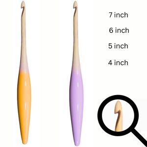 Aiguilles à tricoter ergonomiques multicolores avec manche en bois naturel pour ensemble d'artisanat en fil, crochet - Product Image 4