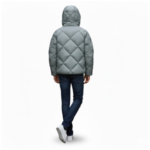 Custom Sage Green Puffer Jacket Hooded Insulated <b>Bubble</b> <b>Coat</b> Packable Winter Outerwear Unisex Puffer Jacket For Wholesale - Product Image 4