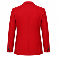 Jas Pria Merah Slim Fit 3-Piece Single Breasted Suit Kerah Notch 3 Kancing Formal Bisnis Panjang Reguler Anti Kusut