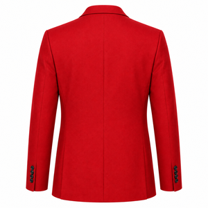 Men's <b>Red</b> Single Breasted <b>Suit</b> Jacket Notch Lapel 3 Button Business Formal Coat Regular Length Anti-Wrinkle Polyester Worsted - Product Image 2