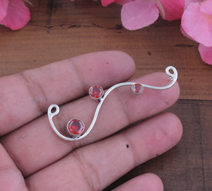 Pendentif abstrait en forme de vague en argent sterling 925 fait main avec pierres multiples et grenat rouge, vente en gros SHREE JAIPUR SILVER - Product Image 3