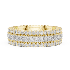 Bague de mariage en or blanc avec moissanite taille princesse, alliance éternité triple rangée, bijoux de mariée pour femme - Product Image 5