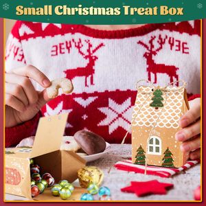 TH CBB-581 Christmas Gingerbread House Gift Boxes Kraft Paper Candy Cookie Packaging Box Holiday Treat Bags With Ribbon - Product Image 2