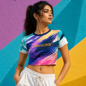 Wholesale Women Sporty Slim <b>Fit</b> Crop Top T-Shirt Custom Sublimation Breathable Eco-Friendly Spring/Summer Fashion Clothing - Product Image 1