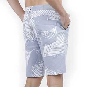 Shorts de Playa para Hombre, Color Azul Claro, Estampado de Hojas de Palma, Cintura Media, Cierre de Botones, Casuales, 100% Transpirables - Product Image 5