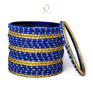Pulseras Elegantes de Acero Inoxidable con Cristales y Baño de Oro Azul para Niñas, Joyería India para Fiestas y Bodas, Gran Venta - Product Image 3