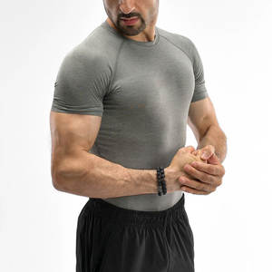 2026 Wholesale Bodybuilding Workout Gym Regular Fit <b>Compression</b> <b>Shirt</b> <b>Men</b> Short Sleeves 100% Cotton Breathable Fitness Wear - Product Image 6