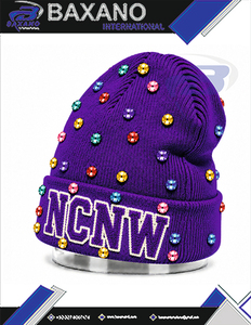 Gorro de Invierno de Punto Morado con Adornos de Diamantes de Imitación para Mujer de la Hermandad NCNW, Gorro de Invierno Bordado con Chenilla - Product Image 6