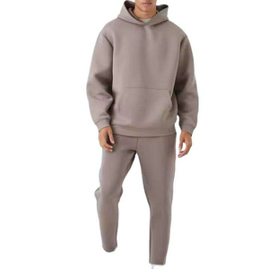 Conjunto Deportivo Gris para Hombre, 100% Algodón, Color Sólido, Sudadera de Manga Larga y Pantalones Casuales, Transpirable, Corte Regular, Otoño - Product Image 1