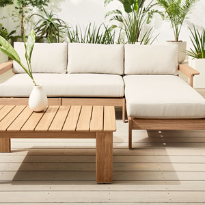 Ensemble de canapés de jardin modernes en teck naturel avec coussins magnifiquement conçus, mobilier de patio pour hôtels et maisons - Patrick - Product Image 2