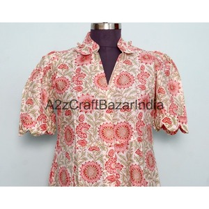 Vestido Kangura de Nuevo Diseño para Mujer, Manga Corta, Cuello en V, 100% Algodón, Estampado Floral, Vestido Étnico y Transpirable, Ropa de Verano Cómoda - Product Image 2