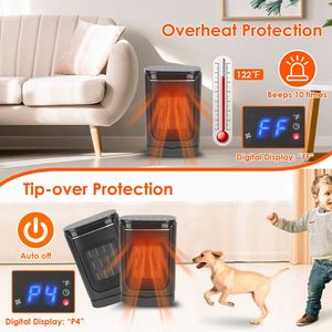 Stufa Elettrica in Ceramica da 1500W con Oscillazione a 90 Gradi, 3 Modalità, Telecomando, Display Digitale, Riscaldamento Ambientale - Product Image 3