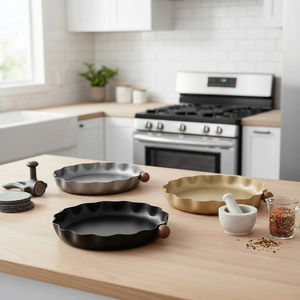 Bandeja de servir dorada con borde ondulado, frutero decorativo, decoración moderna para el hogar, plato de servir para utensilios de cocina y decoración de mesa - Product Image 3