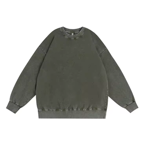 Sudadera de punto de algodón lavado oversize para hombre, cuello redondo, color liso, manga larga, estilo casual, para otoño - Product Image 4