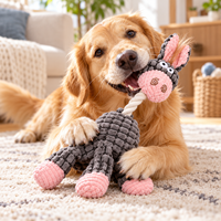 Jouet pour chien en coton écologique en forme de âne, corde à mâcher couineuse, nœud durable pour la dentition des chiens