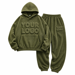 Ensemble de survêtement polaire d'hiver pour hommes en gros – Sweat-shirt et pantalon de jogging – Logo personnalisé – Fabricant de vêtements OEM/ODM - Product Image 4