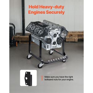 Supporto per Motore Resistente con Capacità di Carico di 750 LBS, 4 Ruote Girevoli e 4 Posizioni a Gancio, Supporto in Acciaio per Motori per Postazioni di Lavoro - Product Image 5