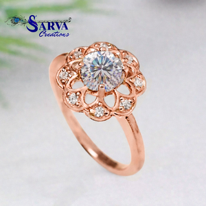 Flower <b>Ring</b> Engagement & Wedding <b>Ring</b> Moissanite 925 Sterling <b>Silver</b> <b>Statement</b> <b>Ring</b> for Women - Product Image 6