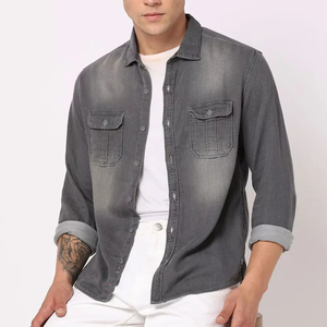 Chemise en jean décontractée personnalisée 100 % coton de haute qualité, respirante et à séchage rapide, design d'usine, best-seller pour hommes - Product Image 1