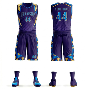 ชุดบาสเก็ตบอลออกแบบเองได้ ราคาแข่งขัน คุณภาพดี แห้งเร็ว โพลีเอสเตอร์ 100% ชุดบาสเก็ตบอลราคาประหยัด สหรัฐอเมริกา - Product Image 2