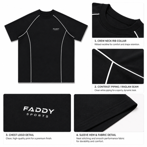 Custom High Quality Mens Oversized Sports T-Shirt Contrast Piping Streetwear Cotton Gym Fitness Activewear Short Sleeve <b>Tee</b> - Product Image 6