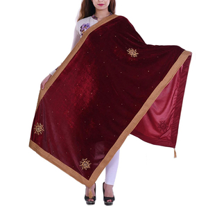 Custom Made Wholesale Price Bulk Quantity <b>Embroidered</b> Wool Women Fancy Design Winter Long Scarfs <b>Shawls</b> Adults - Product Image 1