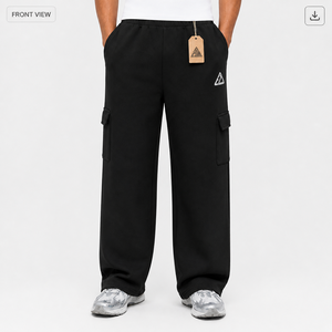 New Arrived Custom Eco-Friendly Canvas Heavyweight Cotton Fleece Wide Leg Baggy Style Drawstring Sweatpants Casual Wear - Product Image 1