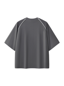 Custom Logo Hiking Outdoor Knitted Sporty Oversized Mesh Tee Quick Dry Gym Training Blank Contrast Panel Embroidery T-<b>Shirt</b> - Product Image 3