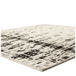 Tapis d'appoint en laine douce et moelleuse, tuftés à la main, à motifs abstraits noirs à carreaux et textures géométriques en grille, sur mesure, pour grossistes et fabricants - Product Image 4