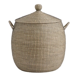 Black and Natural Seagrass <b>Basket</b> <b>with</b> <b>Lid</b> Handmade Storage <b>Basket</b> Wholesale eco-friendly Made Viet Nam - Product Image 2