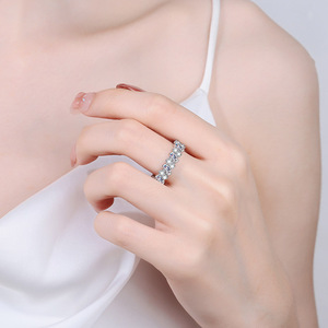 Anillo de <span class=keywords><strong>Plata</strong></span> de Ley S925 con Moissanita Completa, Anillo de Boda con Corte Baguette, Joyería de Lujo para Mujer - Product Image 2