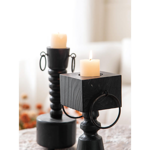 เชิงเทียนวินเทจสีดำ เชิงเทียนไม้เนื้อแข็งสำหรับตกแต่งโต๊ะในวันอีสเตอร์ ของขวัญงานแต่งงาน เชิงเทียนสไตล์เรโทร โดย MULTI CRAFT - Product Image 2