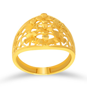 Bague dôme en filigrane doré à motif floral pour femme, bijou élégant et raffiné - Product Image 1