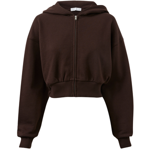 High Quality Women's Relaxed Fit <b>Cropped</b> Length Fleece <b>Zip</b> Through Hoodie Fleece Autumn Casual Wear Unlined Knitted - Product Image 4